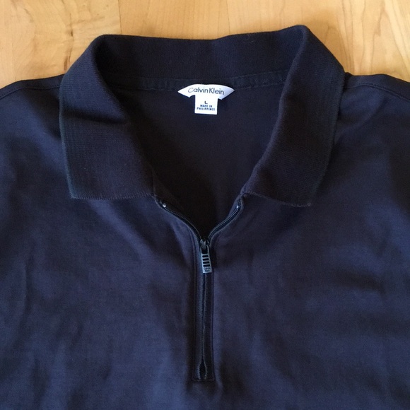 CALVIN KLEIN | 100% Cotton Zip Up Polo Shirt - Picture 3 of 11